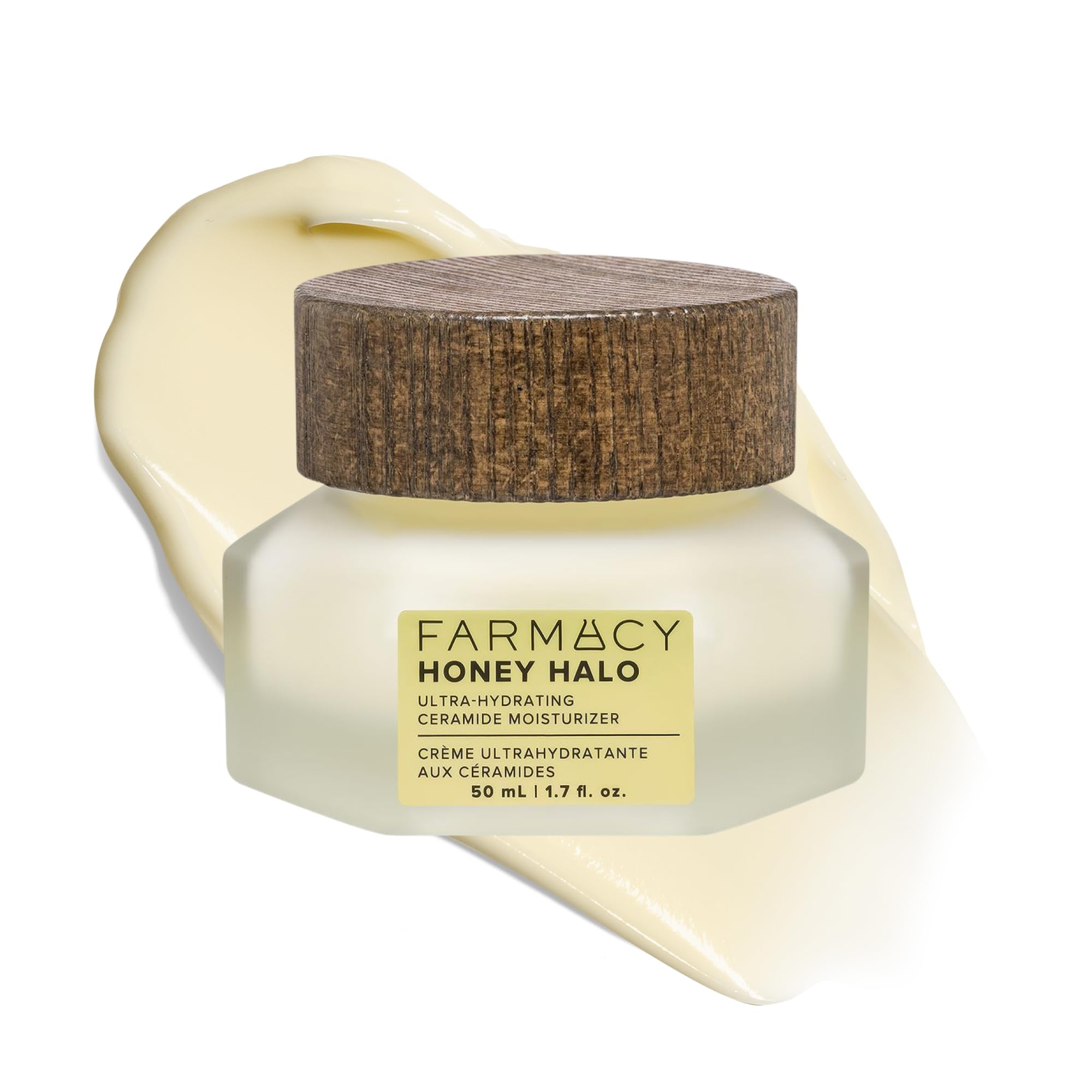 Farmacy Honey Halo Ceramide Face Moisturizer Cream - Hydrating Facial Lotion for Dry Skin (50ml)