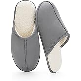 The Metluks Men
s Scuff Slippers with Memory Foam, Faux Suede Open Back House Slip-ons, Non-slip Indoor/Outdoor Soles, Unique