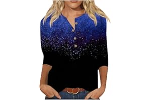 ChicCrate Shamrocks 3/4 Sleeve Shirts For Women Deep V Neck Tops Womens Holiday Family Easter Outfits Graphic Crewneck Sweatshirt Spring 2024 Fleece Pullover Hawaiian Shirt(AE-Dark Blue,X-Large)