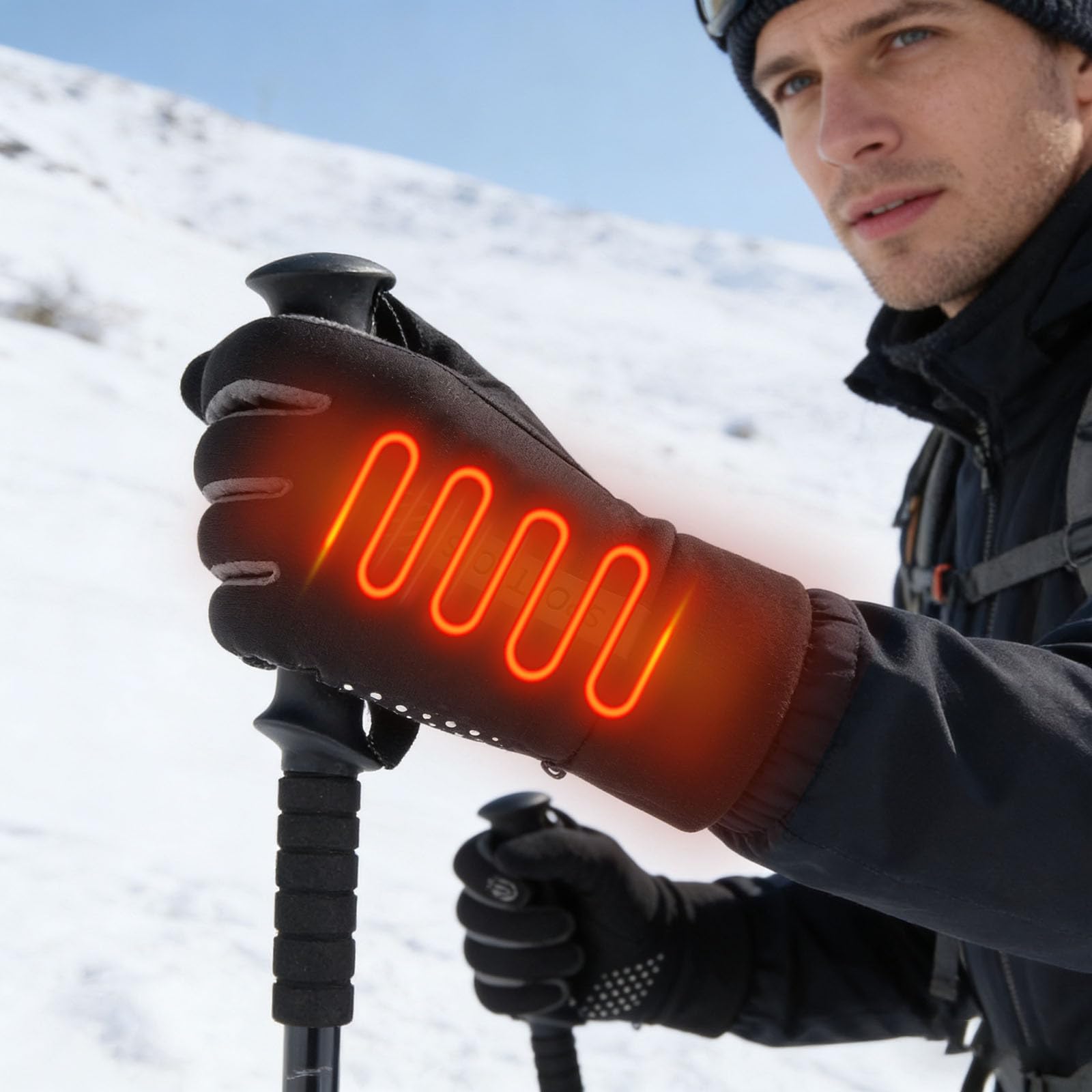 Cheyubny Heated Gloves for Men Women Winter Full Finger Hand Warmers Electric Heated Gloves for Cold Weather Outdoor Sports (Black)