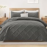 Exclusivo Mezcla Quilts Queen Size - Grey Quilt Set Bedspread with 2 Pillow Shams, Modern Bedding Set with Striped Pattern, Soft Lightweight Bedspreads Queen Size for All Seasons