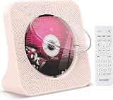 KOVCDVI CD Player with Bluetooth 5.0 Dual Speakers Remote Pink Dust Cover
