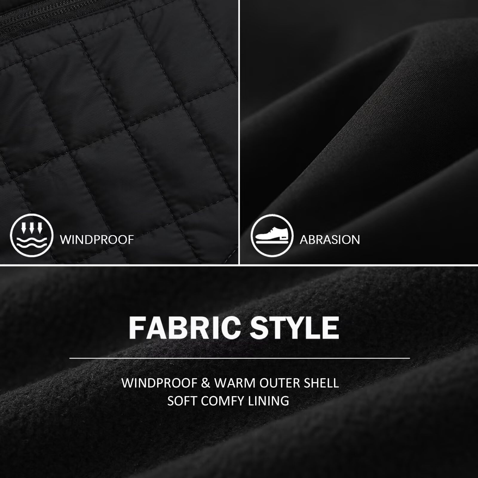 AKuVoL Men's Windproof Softshell Vest Zip Up Fleece Lined Lightweight Sleeveless Jacket for Skiing Hiking Running Black XL