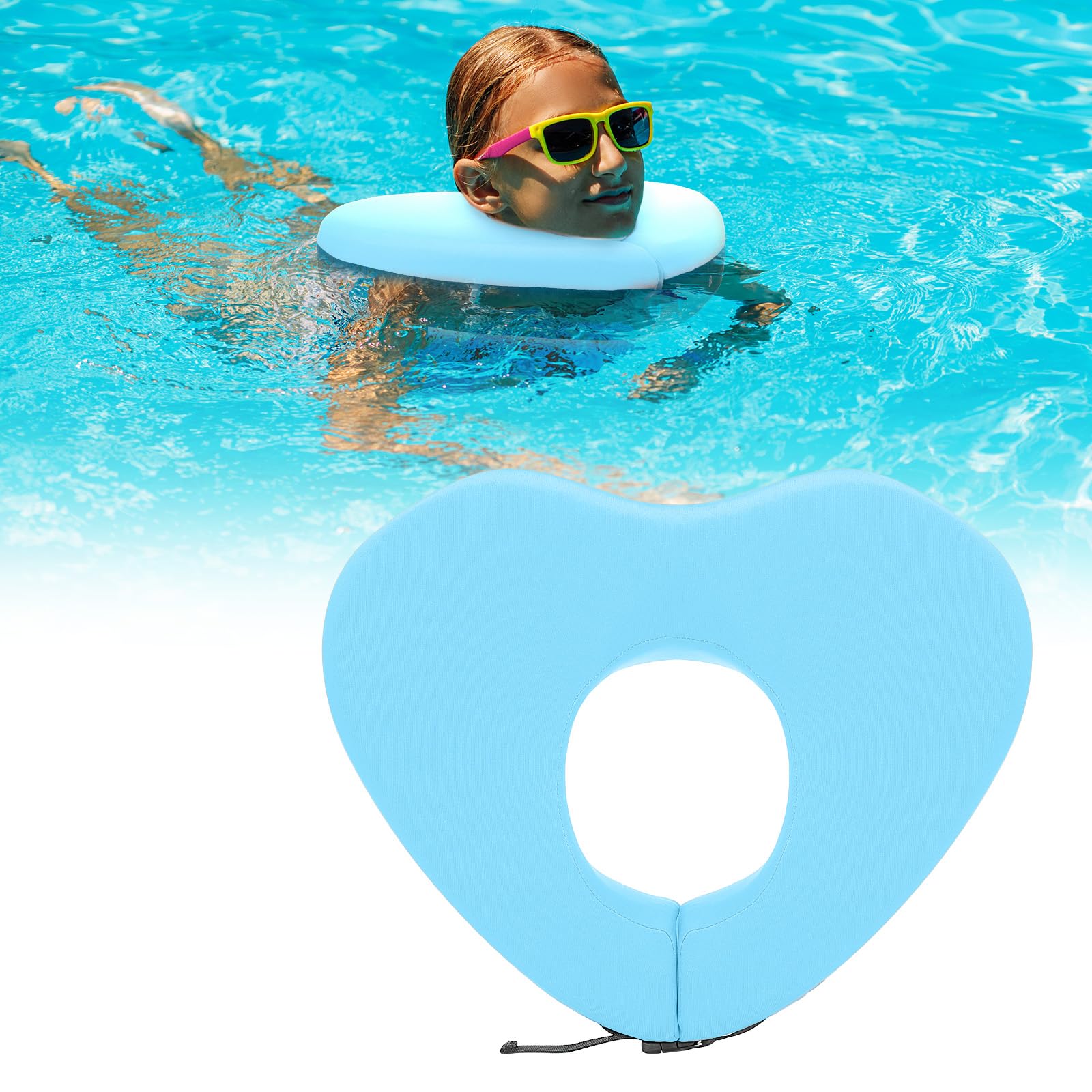 Photo 1 of Geelin Float Swim Collar for Head and Neck Support,Filled with Foam Plastic Particles (Not Inflatable),Floatation Devices for Adults,Fits Most Adult Neck Sizes for Learn to Swim or Therapy(Blue,XL)