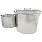 Bayou Classic 1124 1124-24-qt Stainless Stockpot with Basket, 24 quart, Silver