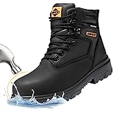 NINGO Work Boots for Men, Steel Toe Waterproof Boots with Puncture Proof, Oil & Slip Resistant, Comfortable Mens Construction Boot with EH Protection, Leather Shoes for Industrial