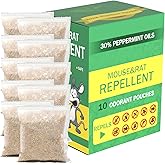 Squirrel Repellent Pouches 10 Piece,Peppermint Oil Mouse Repellent Deterrent for Indoor Outdoor,Pest Control Pouches for Home Basement,Green