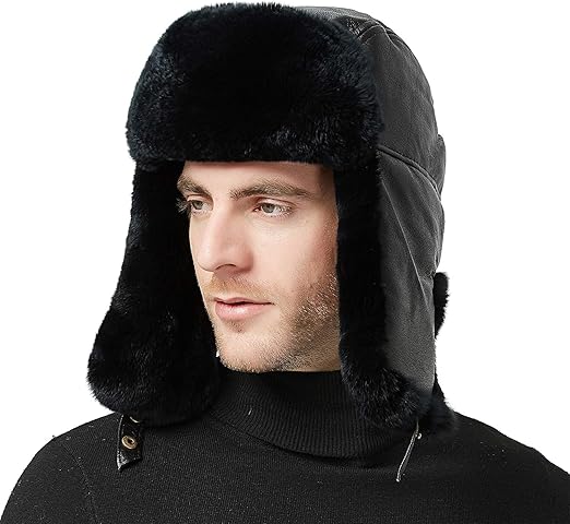 leather winter hats with ear flaps