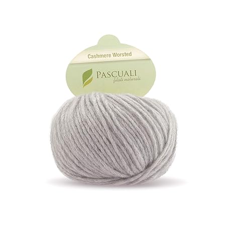 Pascuali Kaschmir Wolle zum Stricken, Cashmere worsted, 25 g, Wolle Silber-Grau 518
