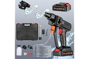 HOUSIWILL Cordless Pressure Washer, 6-in-1 Nozzle Portable Battery Powered Pressure Washer Handheld with 2 Rechargeable Battery Powered, Portable High Pressure Cordless Power Washer for Car/Floor/Patio Cleaning