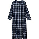 Latuza Women's Plus Size Cotton Flannel Nightgown Long Sleeve Full Length