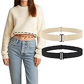 JASGOOD Crop Top Tuck Waist Band for T-Shirts Adjustable Sweater Tuck Band Belt Elastic Belts for Women 2 Pack