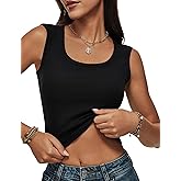 Women Wide Strap Ribbed Cropped Tank Tops 2026 Summer Trendy Crop Top Tight Fit Basic Sleeveless Camisole