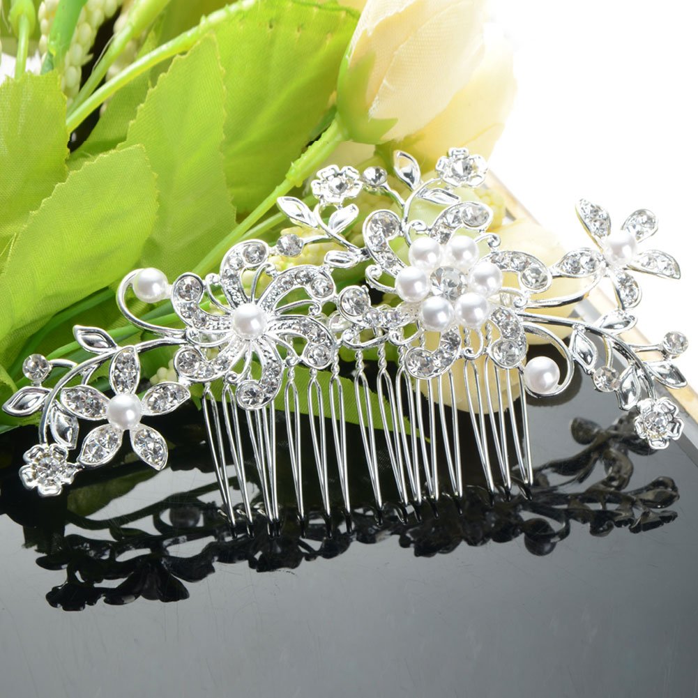 Gentlecarin Pack of 5 Vintage Bling Crystal Hair Comb for Women Princess Luxury Style