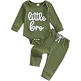 pengnight Newborn Baby Boy Clothes Long Sleeve Little Bro Romper Bodysuit Pants Set Fall Winter Outfits 0 3 6 9 12 Months