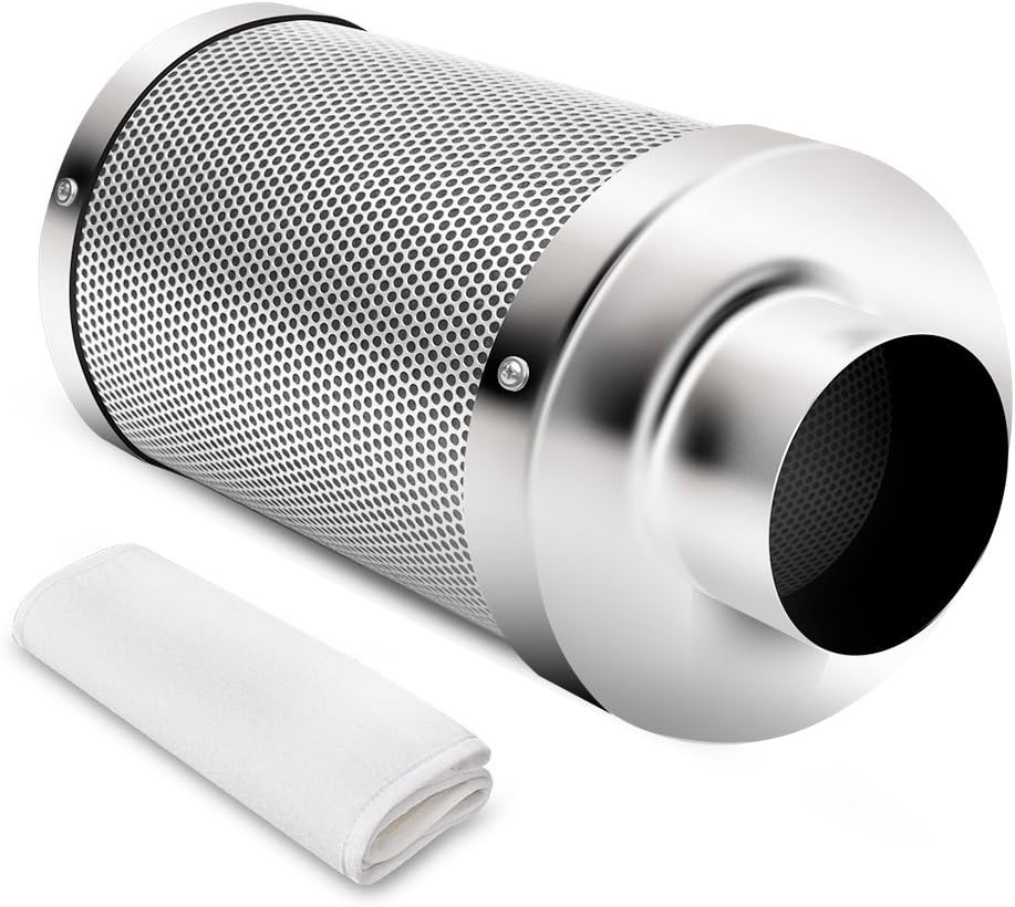 iPower 4 Inch Air Carbon Filter 200 CFM Reversible Flange Pre-filter Included