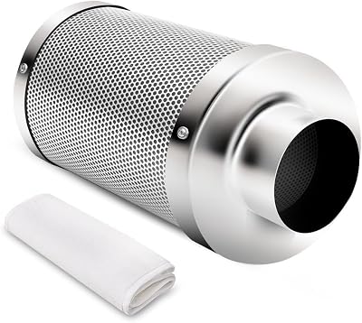 iPower 4 Inch Air Carbon Filter 200 CFM Reversible Flange Pre-filter Included