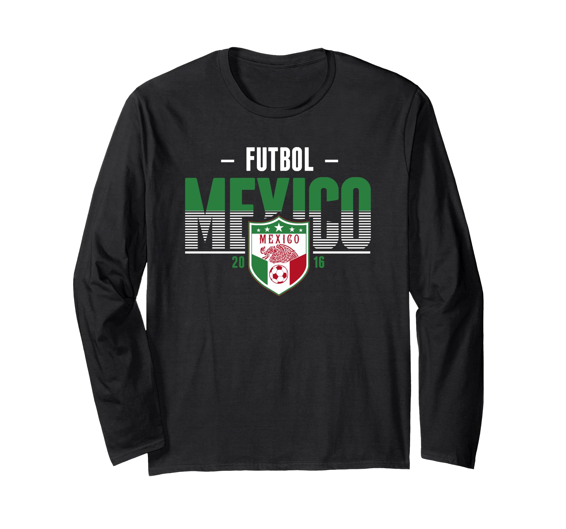 Mexico Striped Text 2016 Football Long Sleeve T-Shirt