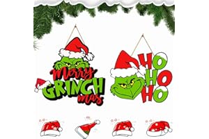 DENYLO PRO 2 Pieces Christmas Door Signs Hanging Christmas Wood Signs Xmas Holiday Wood Plaque Door Decors Wooden Christmas Saying Hanging Signs for Indoor Outdoor Decoration