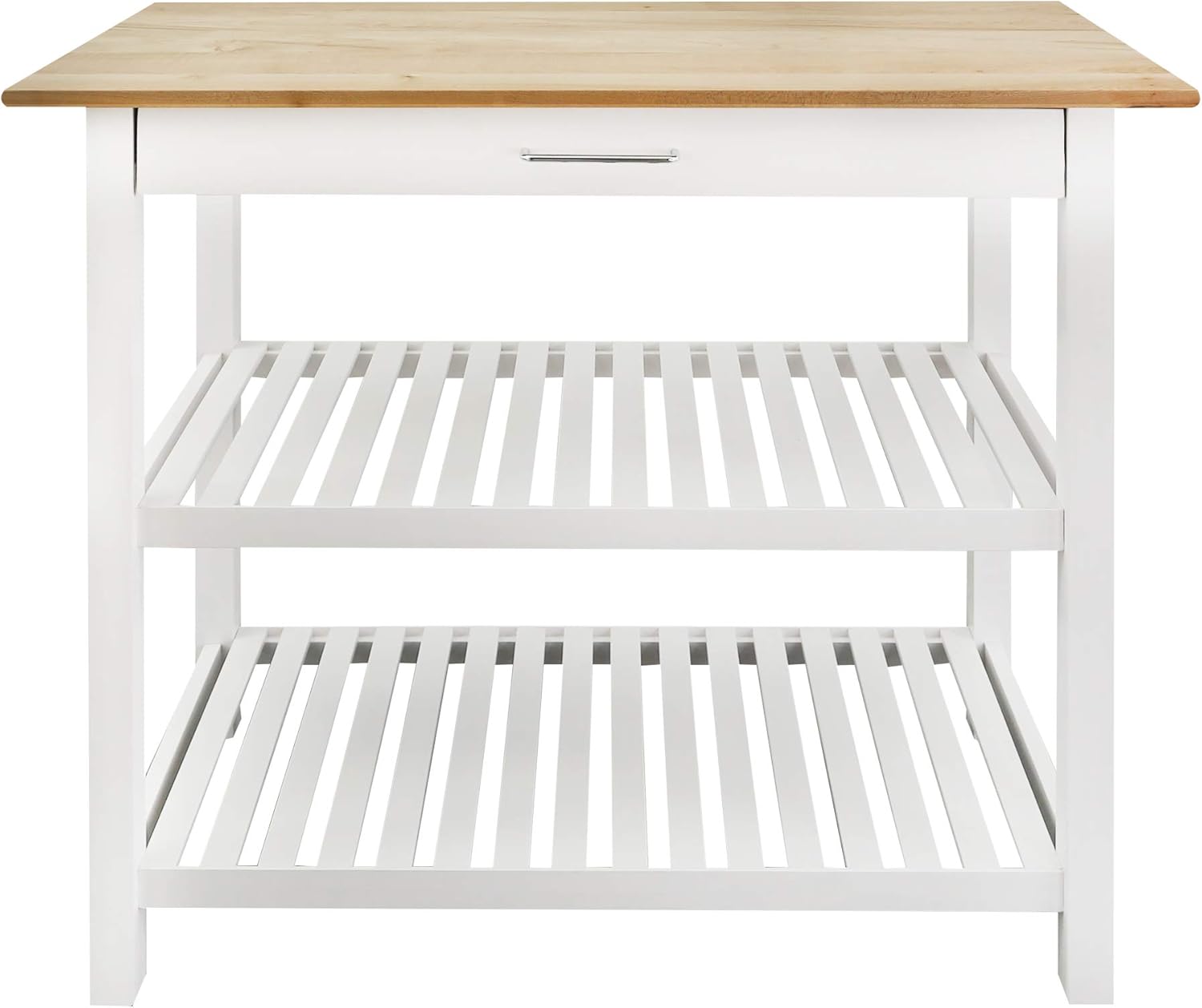 Casual Home Kitchen Island with Solid American Hardwood Top, Natural/White, 40" W (373-91): Furniture & Decor