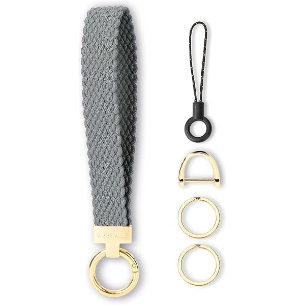 VZZNN 2 Pack Leather Wristlet Keychain - White & Black, With Key Rings And D-Ring For Car Keys
