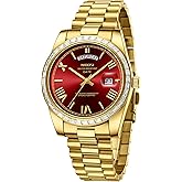 NIBOSI Men's Watches Analog Quartz Diamond Bezel Stainless Steel Dial Rose Gold Silver Watches for Men Waterproof Business Classic Dress Wrist Watch with Day Date