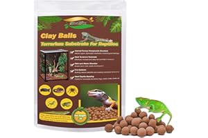 ZeeDix Reptile Substrate Leca Balls - 2LBS Organic Expanded Clay Pebbles, Bioactive Terrarium Bedding for Reptile Tank Habitat Accessories, Ideal for Bearded Dragon, Tortoise, Gecko, Snake & Frog