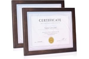 Emfogo Picture Frames 8.5x11 Certificate Frames Diploma Frame with Stand Rustic Wood Document Frames with High Definition Glass for Wall or Tabletop Display Set of 2 Vintage Walnut