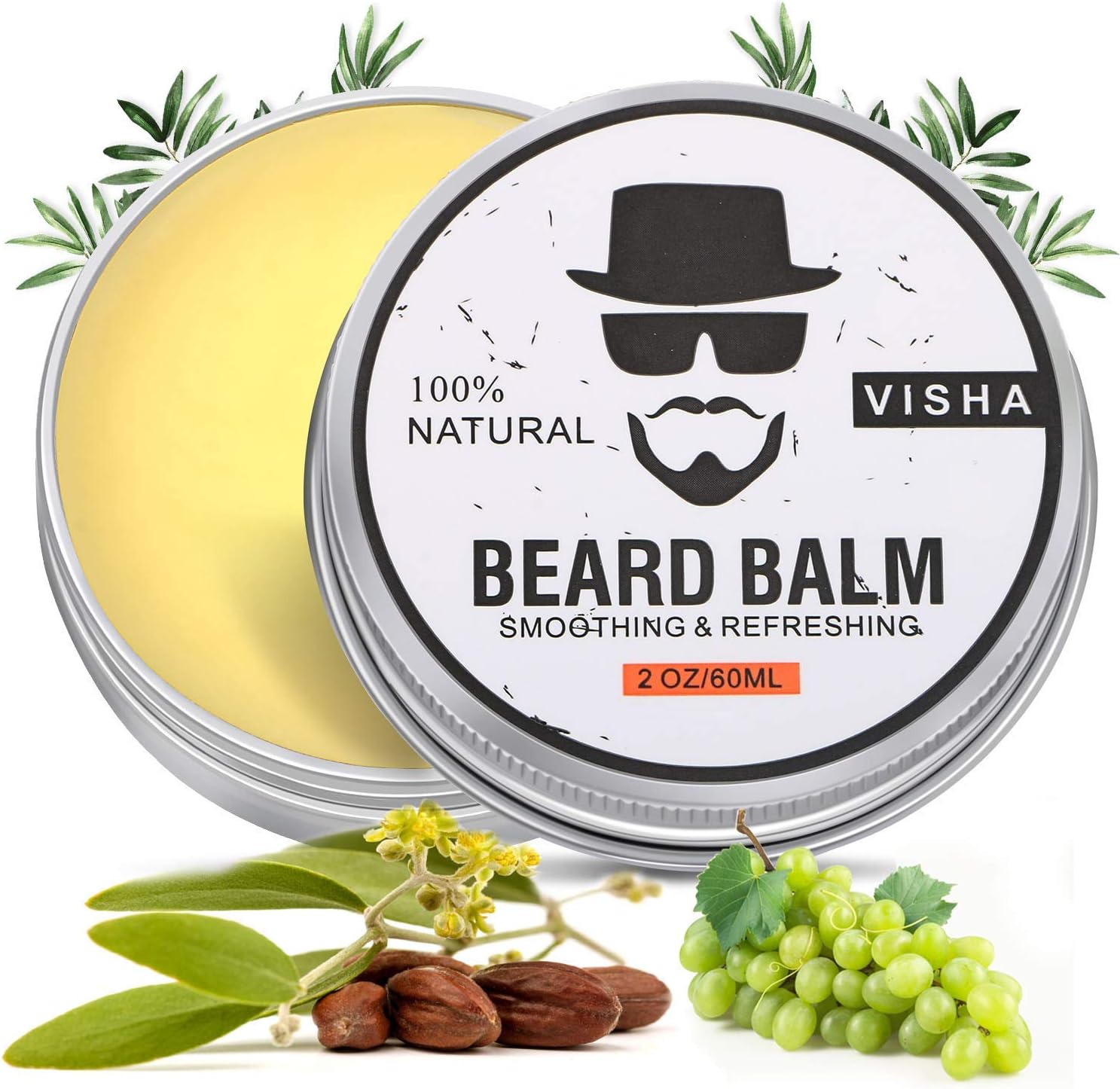 Beard Balm, Aiemok 60g Premium Quality Conditioning Butter, Natural Organic Beard Softener & Conditioner to Shape & Style Your Beards & Mustaches, for Hair Care & Growth