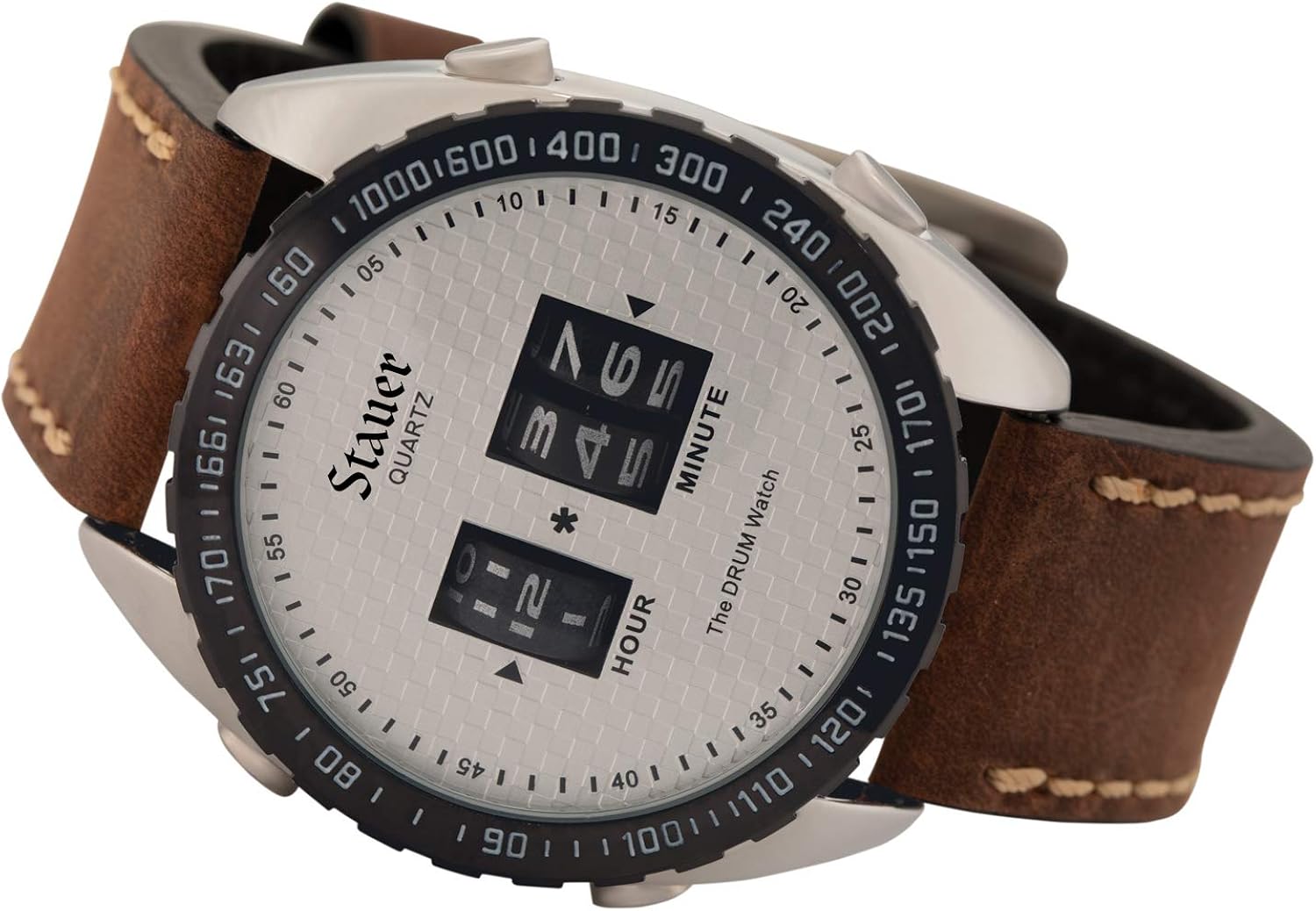 Buy Stauer Men's Drum Watch with Brown Leather Band Online at Low