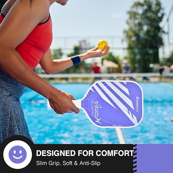 CARBON FIBER PICKLEBALL PADDLE – 16MM POLY CORE, LIGHTWEIGHT POWER PADDLE WITH TEXTURED SURFACE FOR SPIN & PRECISION, DESIGNED FOR MEN AND COMPETITIVE PLAY (PURPLE)