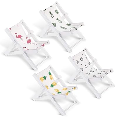 Buy Jetec Mini Beach Wooden Chair Foldable House Model Toys Cell Phone Holder Longue Deck Chair Decoration For Dollhouse Mini Furniture Accessories Indoor Outdoor Flamingo Pineapple Palm Leaf Rudder Online In Italy
