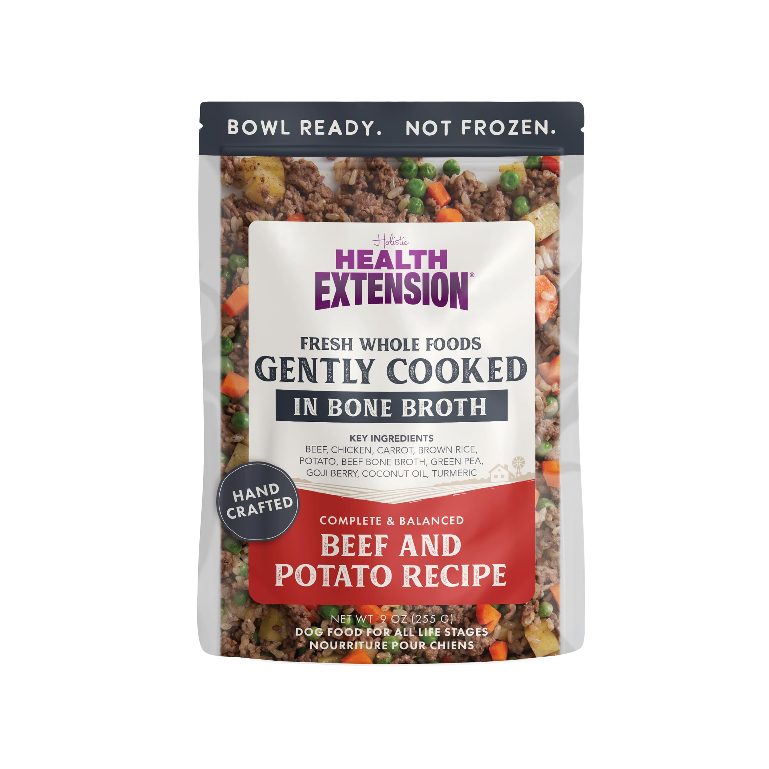Photo 1 of Health Extension Gently Cooked Beef & Potato Dog Food, Human-Grade and Shelf-Stable with Superfoods, Supports Digestion, Immunity, Skin & Coat, 9 oz Pouch (Pack of 1)