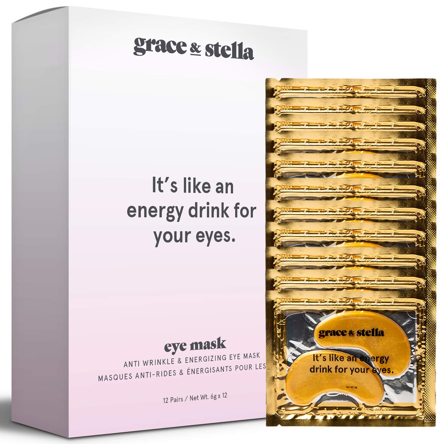 Grace & Stella Under Eye Mask for Dark Circles and Puffiness | Gold Under Eye Gel Patches to Reduce Puffy Under Eye Bags (12 Pairs) : Beauty