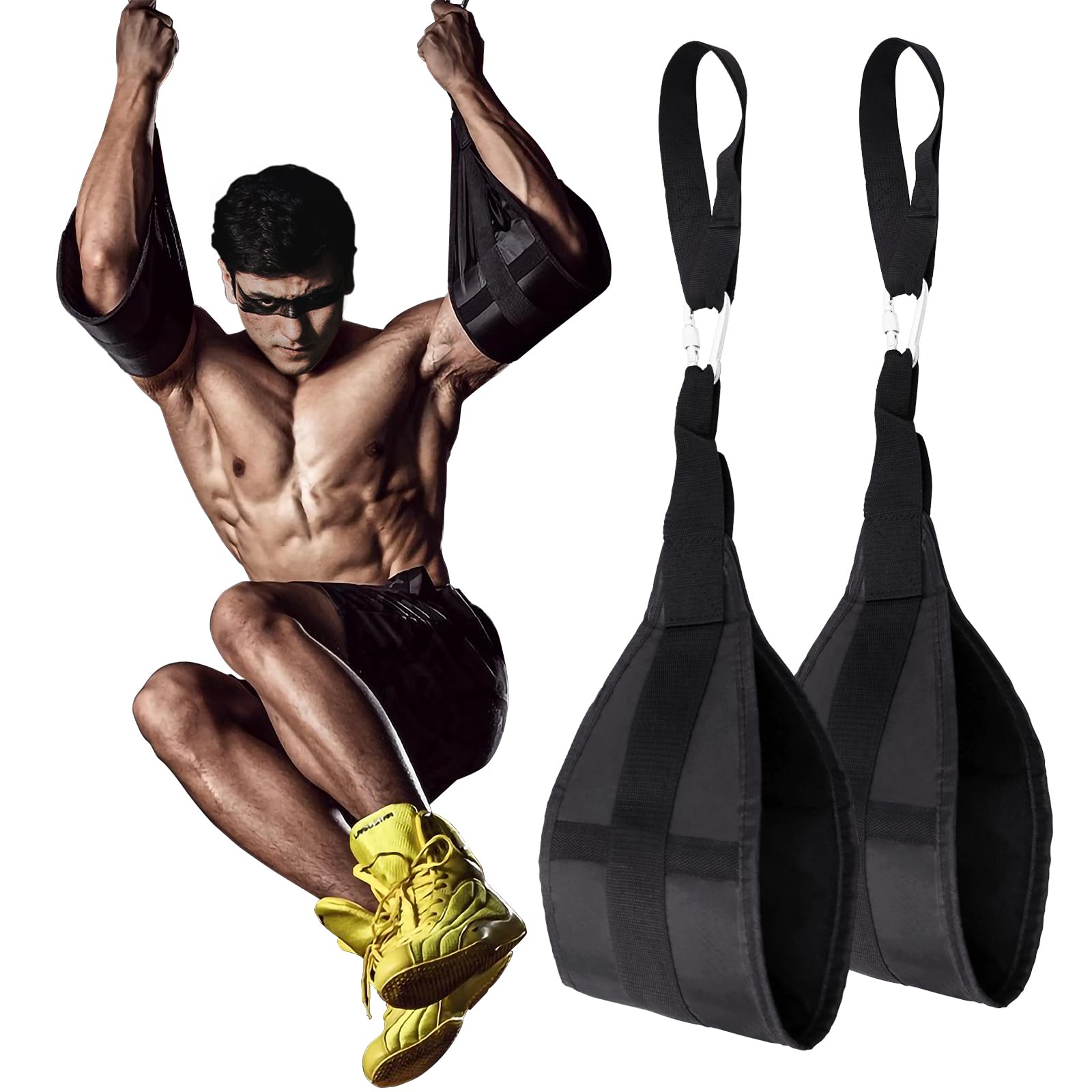 Photo 1 of Hanging Ab Straps for Pull Up Bar: Gym Ab Sling Straps for Arm Pull up Workout Support for Training Knee and Leg Raises (Black)