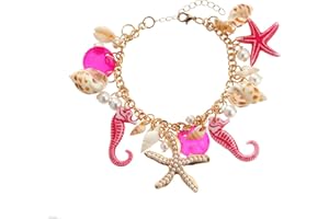 RUOFFETA Shell Starfish Necklace Bracelet Conch Statement Chunky Necklace Mermaid Costume Jewelry Beach Jewelry for Women