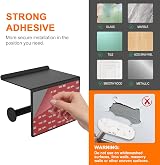 Ibergrif Black Stainless Steel Toilet Roll Holder Shelf Wall Mount Self Adhesive view 7