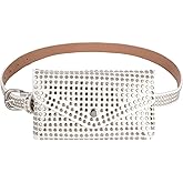 Women Mini Punk Rivet PU Leather Fanny Pack Waist Bag Envelope Flap Clutch Cell Phone Purse