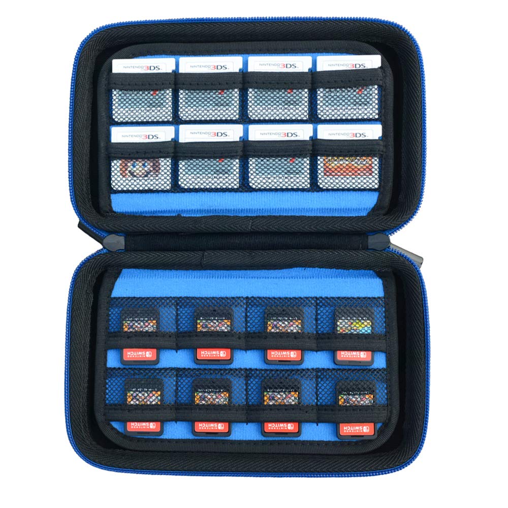 Game Card Storage Holder Hard Case for New Nintendo 3DS, 2DS XL, DS and Nintendo Switch or PS Vita - Black/Blue: Video Games