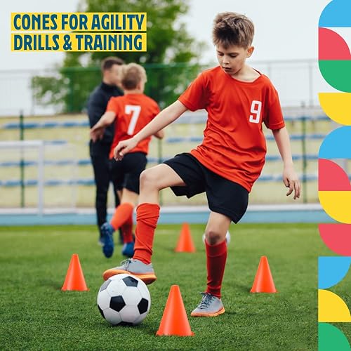 Sport Practice Gear 12 Pack Agility Training Cones - 9 Inch Flexible ...