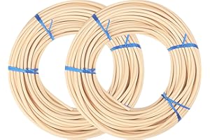 GNIEMCKIN 2 rolls # 8 Spline, 66 Ft Each roll Reed Spline, Diameter 0.2 In（5mm）Natural Cane Webbing Roll, and Round Reed Coil for DIY Furniture Making and Wicker Weaving, Winding, Modeling, Decor, Aromatherapy
