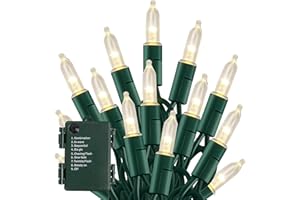 TW SHINE Battery Operated Christmas Lights, 50 LED 16FT Christmas Lights Outdoor, Waterproof Mini String Lights with 8 Modes, Christmas Decorations for Indoor Patio Party Decor, Warm White
