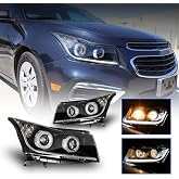 WOLFSTORM Headlight Assembly for 2011-2015 Chevy Cruze | with LED Daytime Running Lights Projector, 2011-2015 Chevy Cruze Headlight Replacement(Clear Lens)