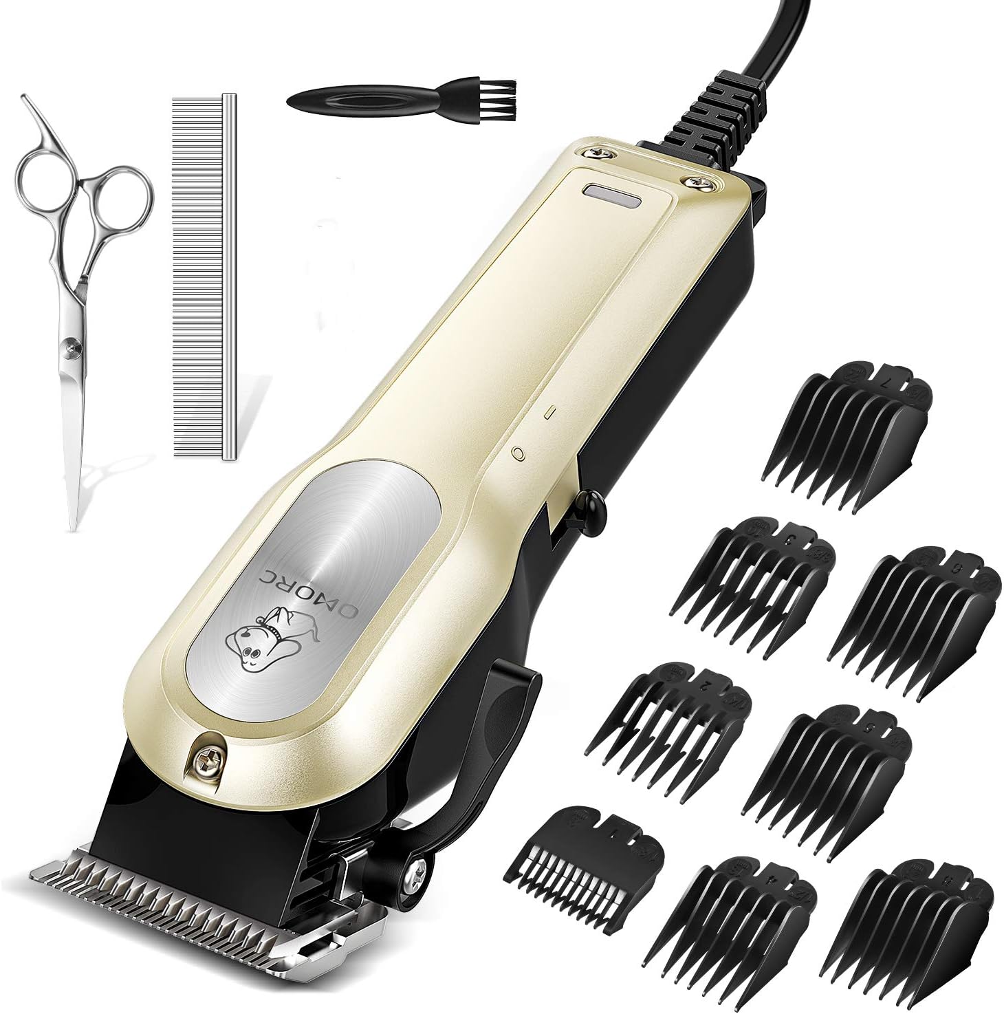 OMORC Dog Clippers with 12V High Power for Thick Coats, Professional Heavy Duty Dog Grooming Kit, Quiet Cat Clippers with 8 Comb Guides & Pro Accessories, Powerful Hair Trimmer Kit for Dogs Cats Horse