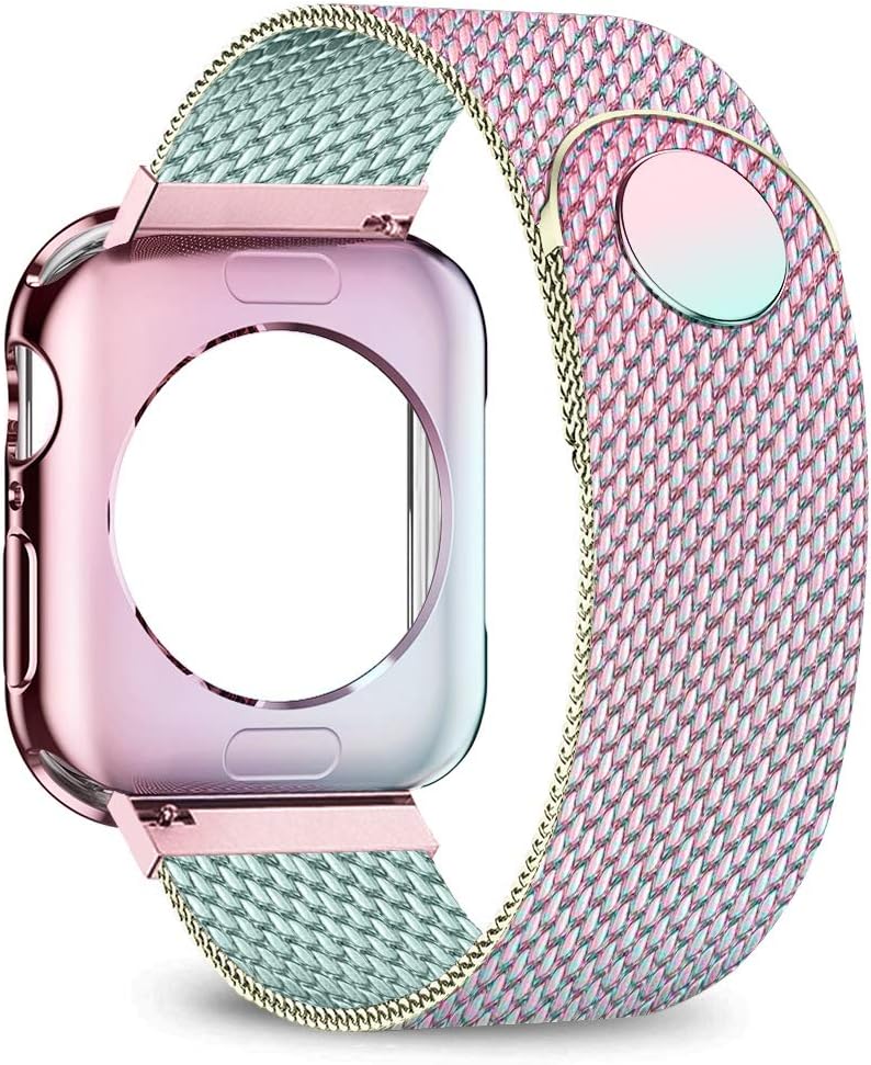 jwacct Compatible for Apple Watch Band with Screen Protector 38mm 40mm 42mm 44mm, Soft TPU Frame Case Cover Bumper Compatible for iwatch Series 1/2/3/4/5
