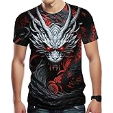 Girren Men's Novelty Dragon T-Shirts 3D Printed Dragon Short Sleeve Tshirts Casual Summer Tee Top