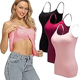 Ibeauti Womens Camisoles Tops with Built in Padded Bra Basic Breathable Tank Top