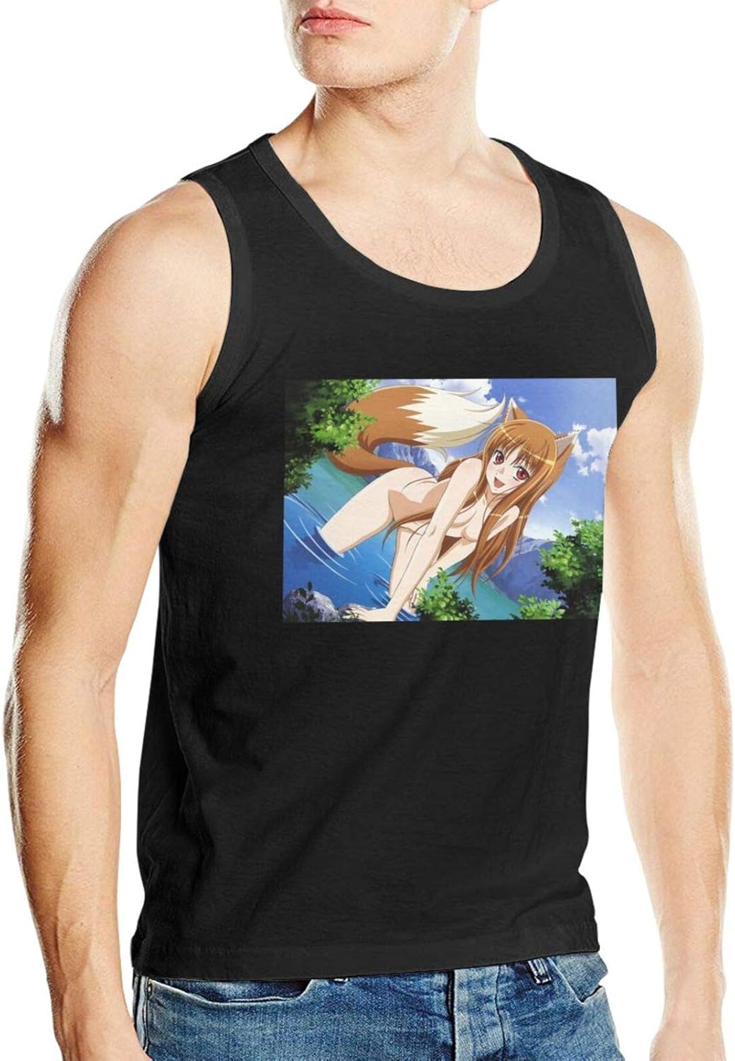 Wolf and Spice Mens Tank Top Shirt Printed Sleeveless