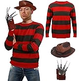 stepsin Adult Scary Halloween Killer Costume Nightmare Killer Costume Halloween Cosplay Outfits with Claw Glove Hat