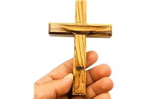 Zuluf Bethlehem Olive Wood Wall Cross | 4.7" Handmade Christian & Catholic Decor Christmas Wall Hanging Gift | Religious Spiritual Jesus Small Wooden Cross for Wall Decor cruz de madera pequeña